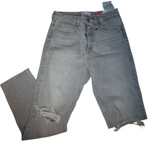 ☆Zara Slim Hi-Rise Ankle Length Gray Distressed Denim Jeans☆